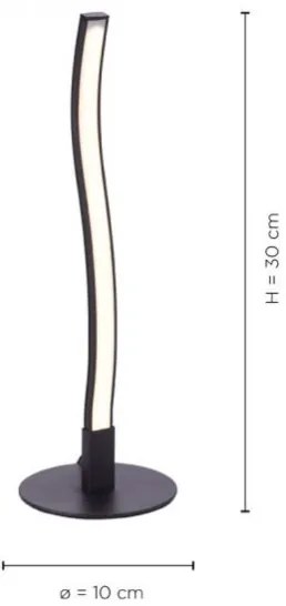 Leuchten Direkt 15128-18 - Lampada da tavolo LED WAWE LED/3W/230V nera