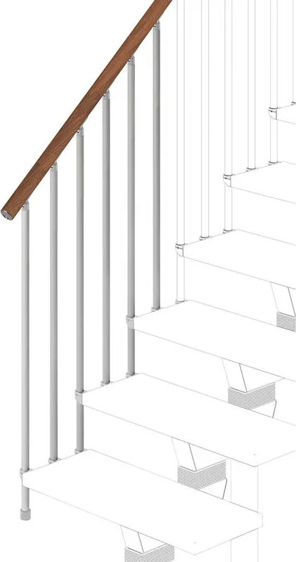 Balaustra in kit IRIS Vida 3GR in legno argento, corrimano in legno noce, L 120 cm fissaggio a parete