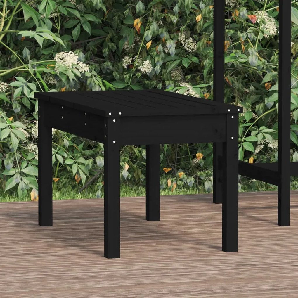 Panca da giardino nera 80x44x45 cm legno massello di pino