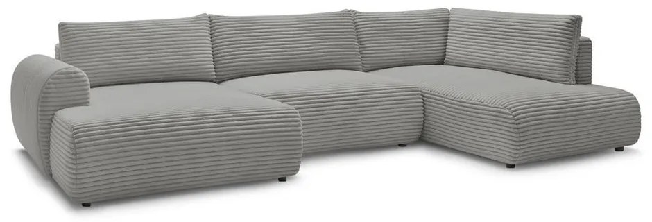 Divano angolare in grigio scuro allungabile (con penisola a sinistra/a forma di "U") con rivestimento in velluto a coste Lucien – Bobochic Paris