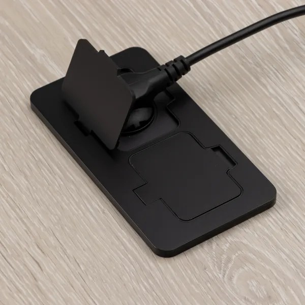 Solight 5B323B - Presa doppia da incasso a pavimento per esterno IP55 nero rettangolare