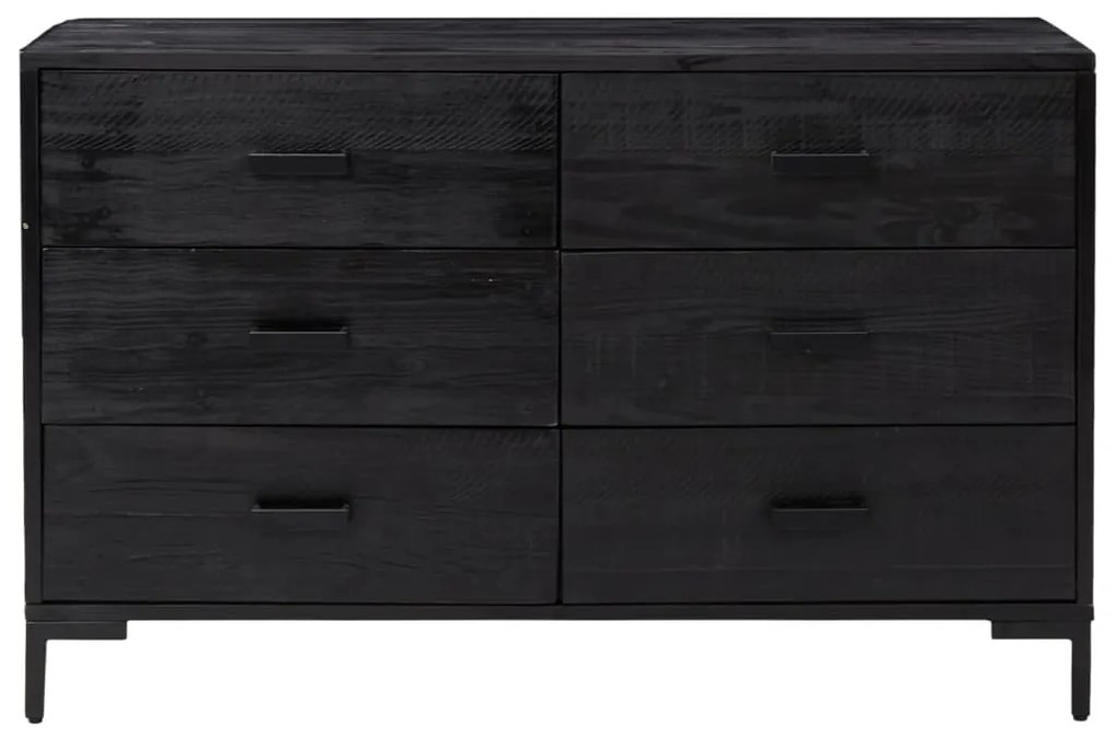 Credenza nera 110x35x70 cm in legno massello di pino