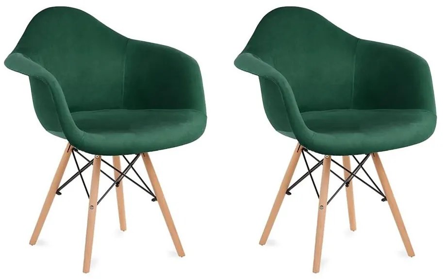 SET 2x Sedia da pranzo NEREA 80x60,5 cm verde/faggio