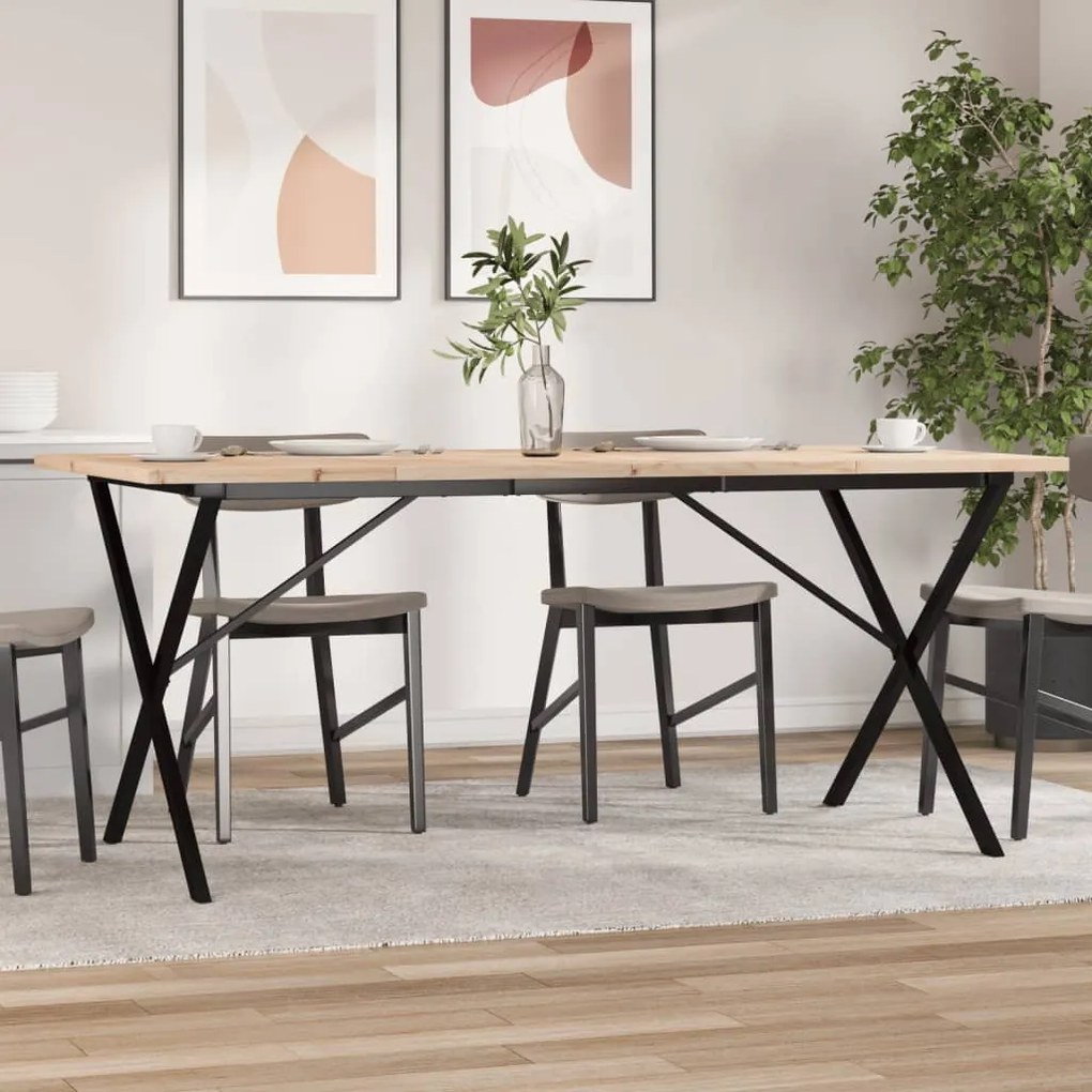 Tavolo Da Pranzo Telaio A X 180x90x75,5 Cm Legno Pino E Acciaio /