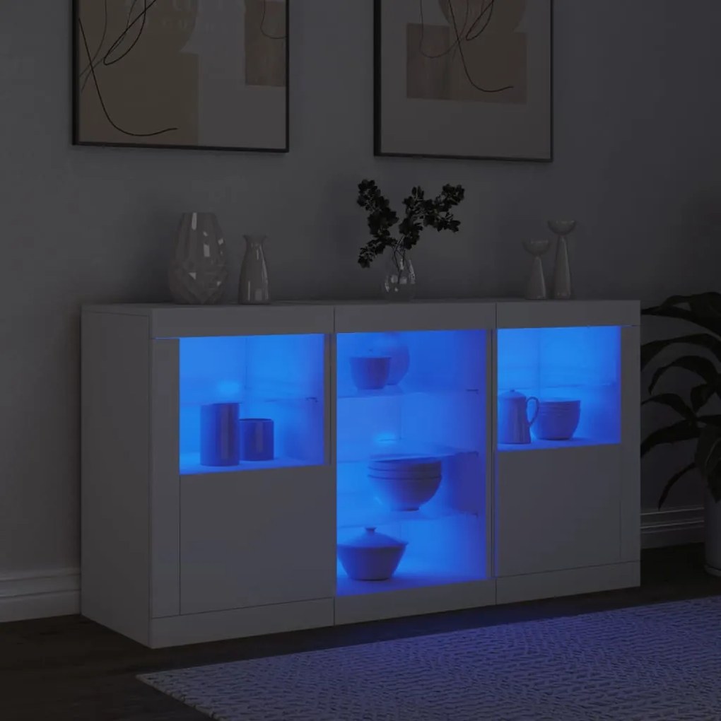 Credenza con luci led bianca 123x37x67 cm