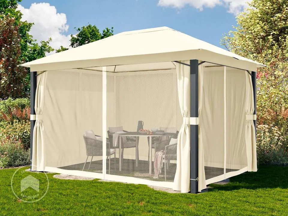 TOOLPORT Gazebo da giardino 3x4m, Softtop, 4 teli laterali, crema - (300685)