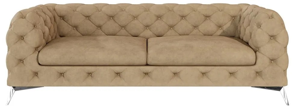 Divano marrone chiaro con rivestimento in velluto 225 cm Chelsea – Ropez