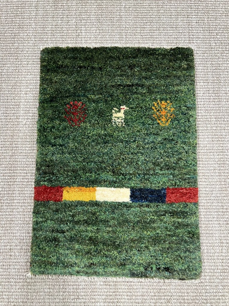 Gabbeh Tappeto persiano 60x40 Verde (Iran) Annodato A Mano
