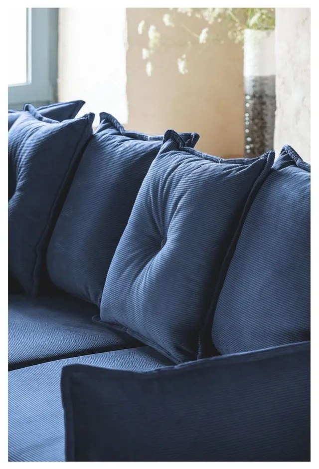 Divano letto angolare in velluto a coste blu scuro (variabile) Lazy Lukka - Miuform