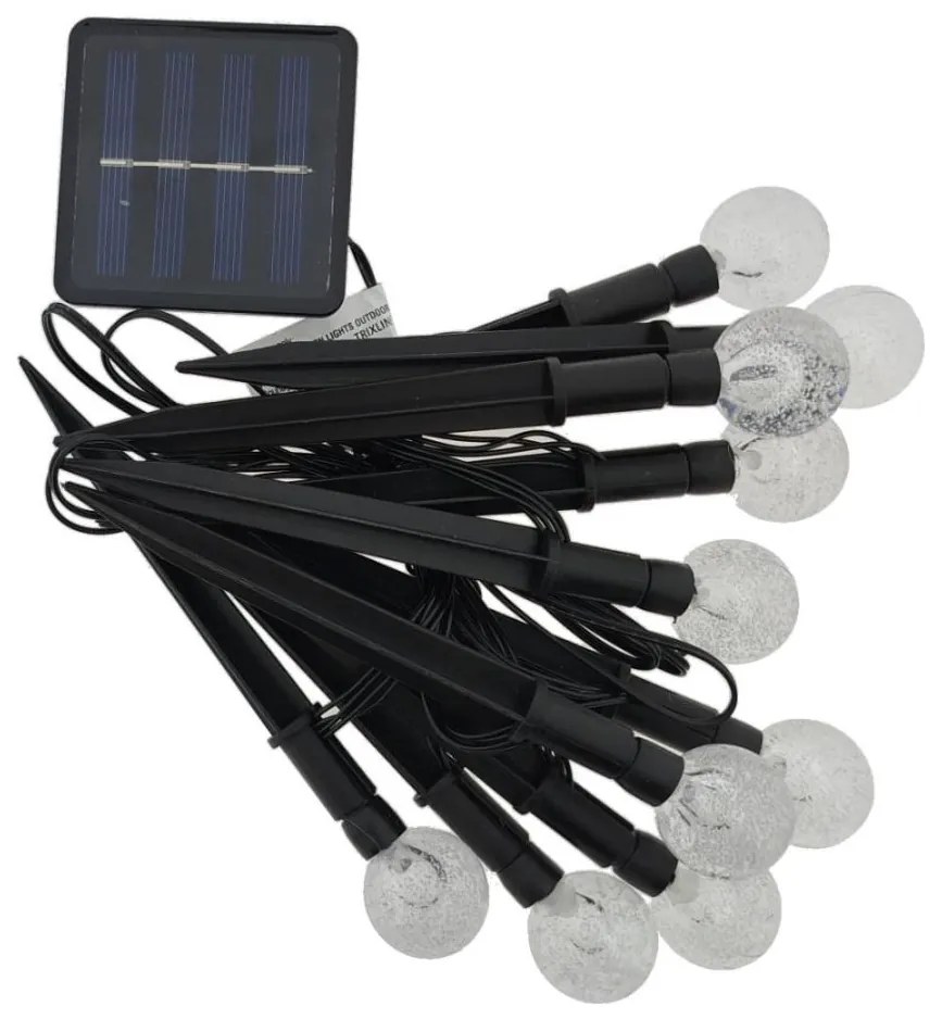 Lampada solare a LED RGB 10xLED/1,2V 300 mAh IP44 nera