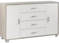 Mobile 2 Ante 4 Cassetti 136x86x41 cm Olmo Chiaro/Bianco Fiammato