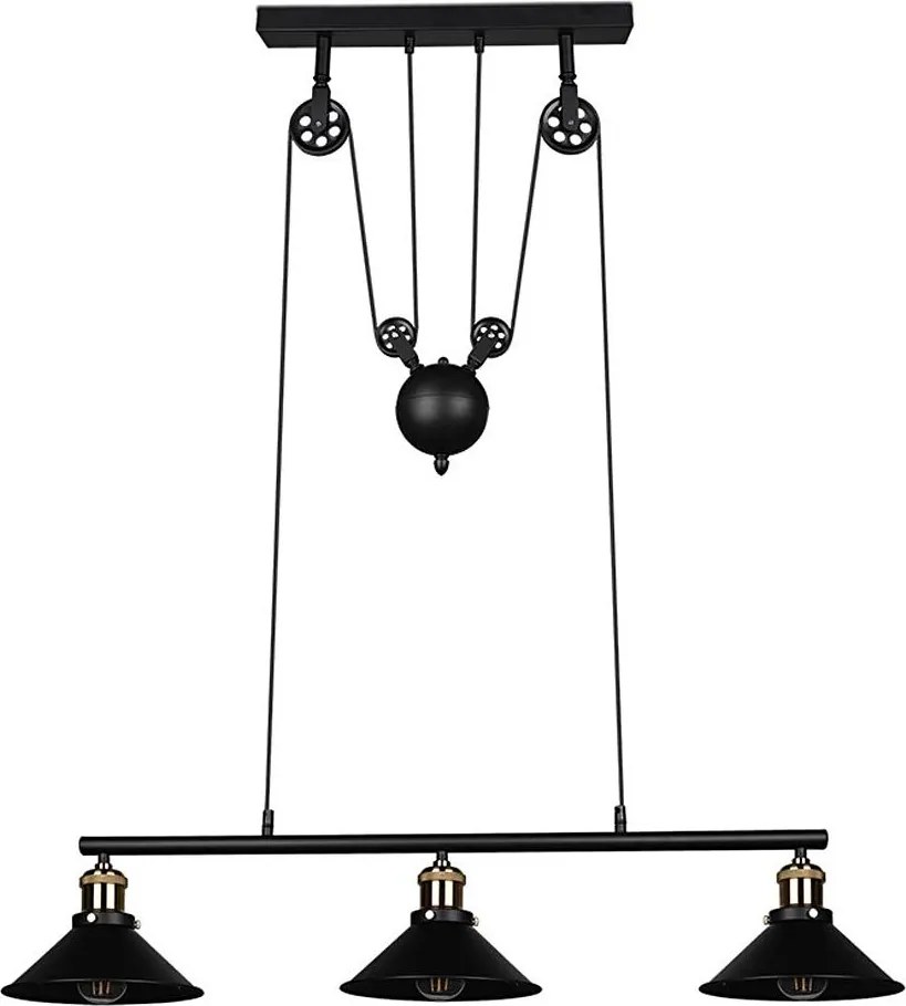 Reality - Lampadario a cavo POULI 3xE27/40W/230V nero