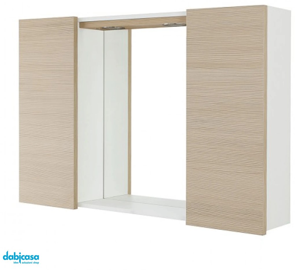 Specchiera Contenitiva "Stella" Da 91 Cm C/ Due Ante Color Larice E Cassa In Pvc Bianco