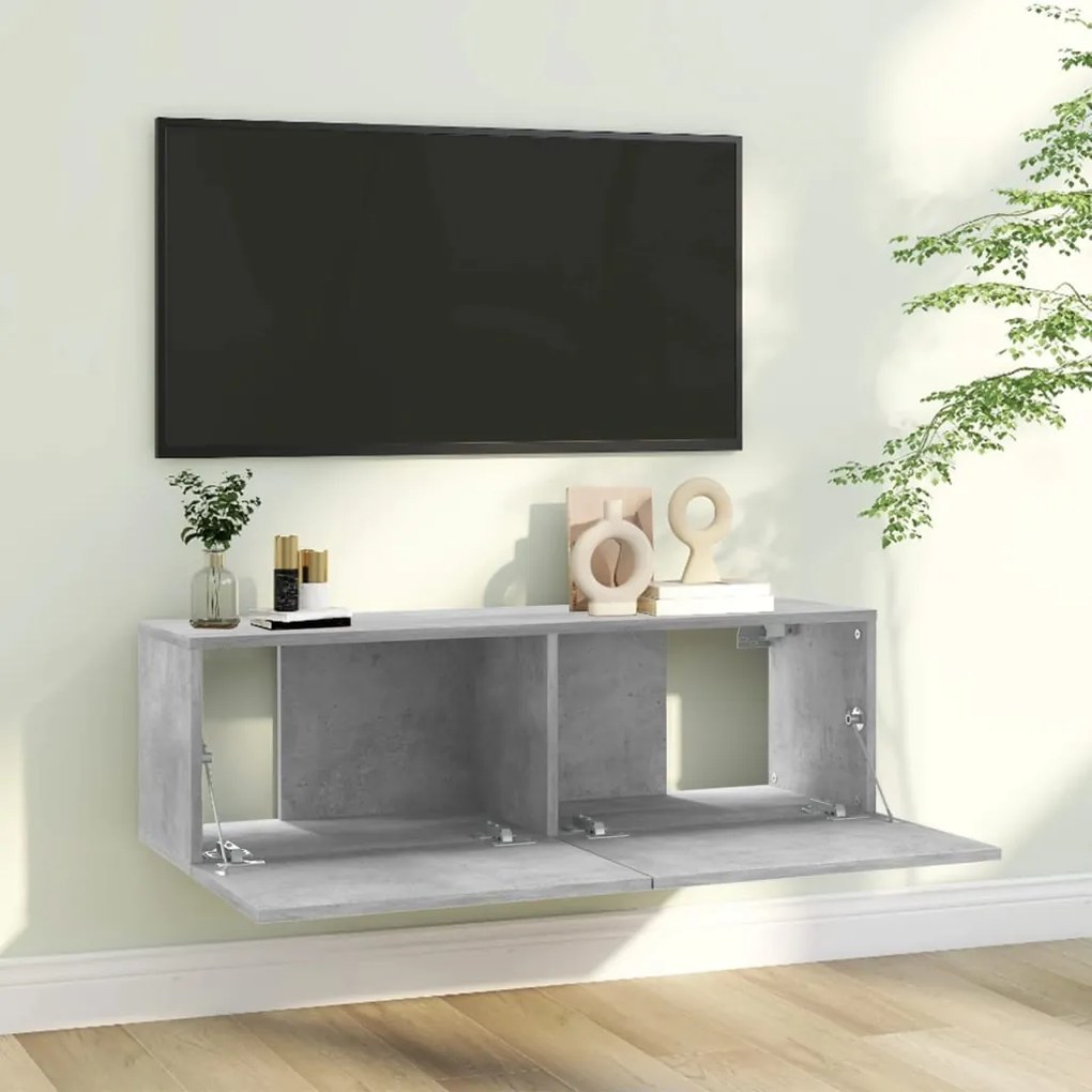 Mobile porta tv grigio cemento 100x30x30 cm in truciolato