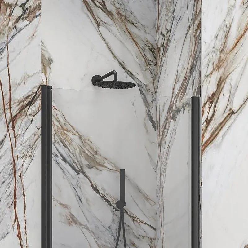 Kamalu - porta doccia battente 80 cm colore nero altezza 200h | ks2800n
