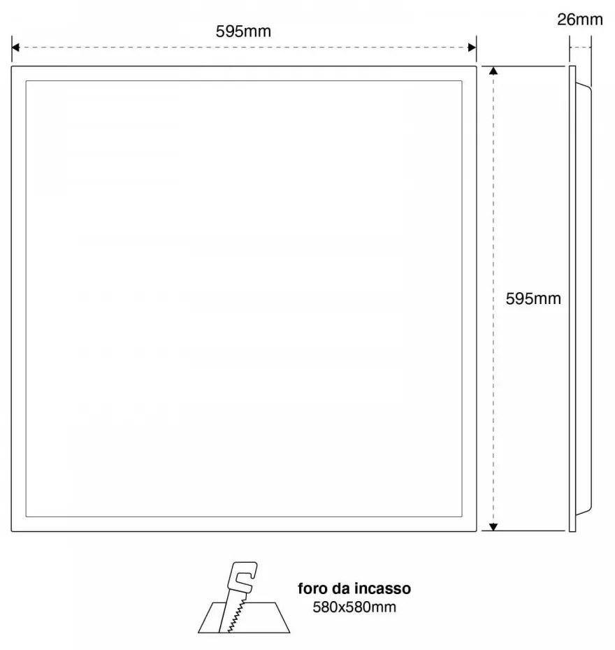 Pannello LED 60x60 40W IP40 UGR19 No-Flicker - LIFUD Driver Colore  Bianco Naturale 4.000K