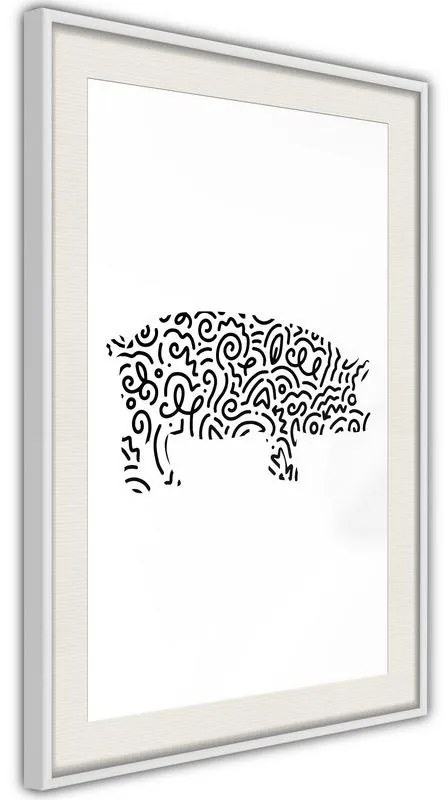 Poster  Curly Pig  Cornice Quadri Cornice nera con pass-partout, Larghezza x Altezza Home decor 20x30