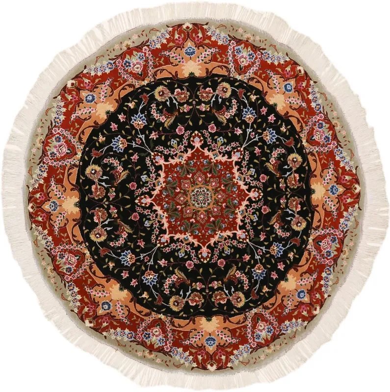Tabriz Tappeto persiano 160 x 150 Nero (Iran) Annodato A Mano