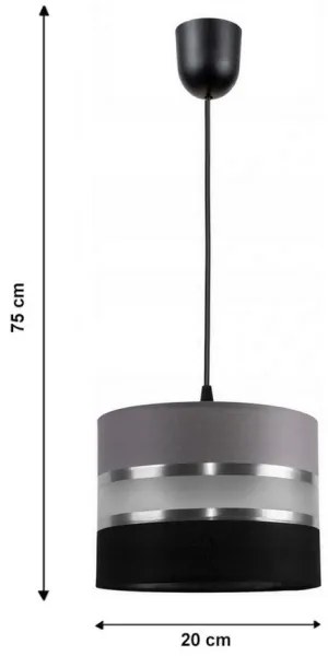 Lampadario a sospensione con filo CORAL S 1xE27/60W/230V nero-grigio