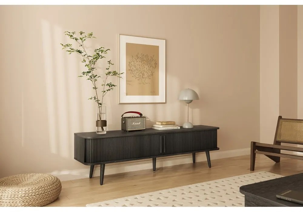 Mobile TV nero con effetto rovere 178x50x40 cm Rove – Woodman