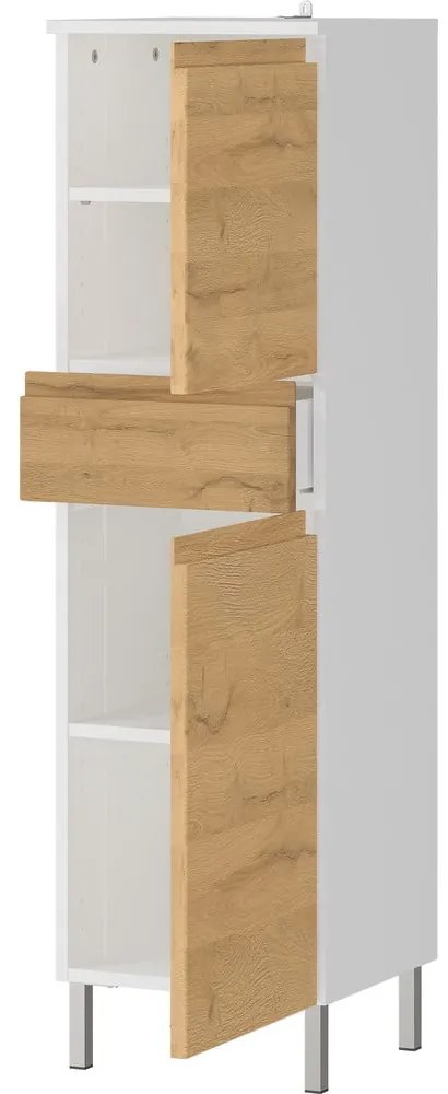 Mobile da bagno alto bianco con decoro in rovere 34x120 cm Torrance - Germania