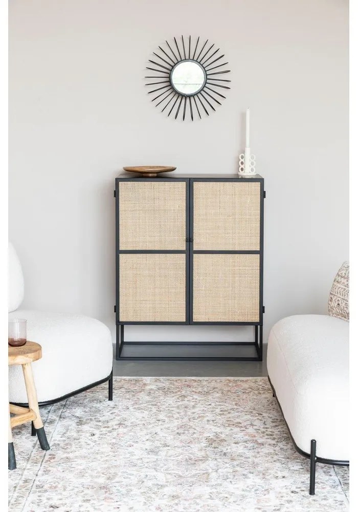 Cassettiera alta in rattan nero 80x100 cm Guuji - White Label