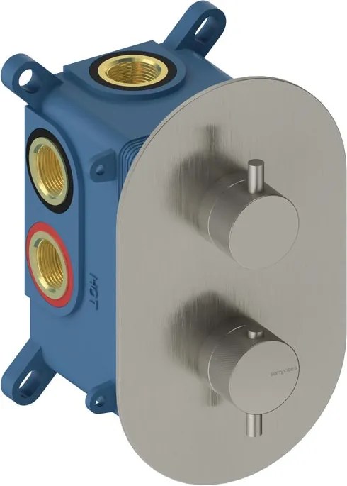 Rubinetto per doccia getto laminare cristallino monocomando Loop K blu scuro e cromo lucido SANYCCES