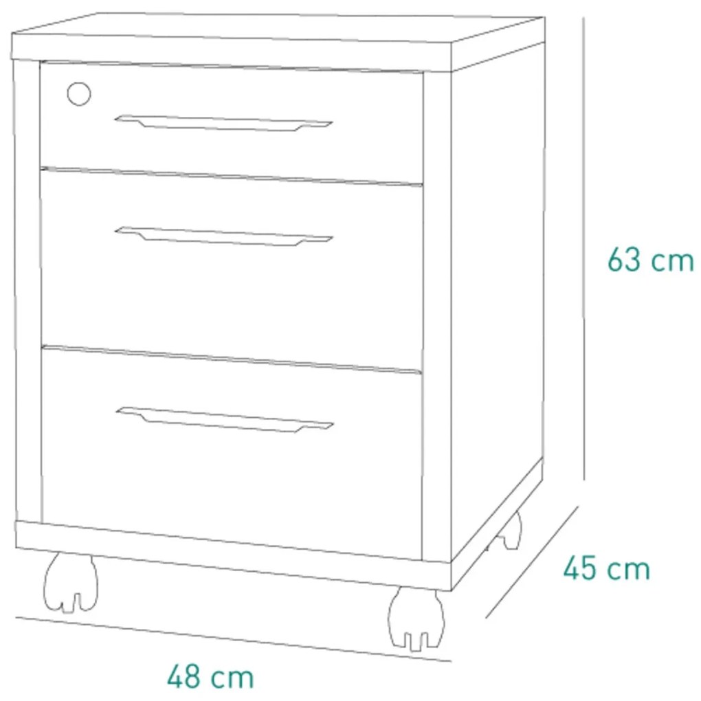 Cassettiera 48.6x63.1 Cemento e Bianco laccato - Bild
