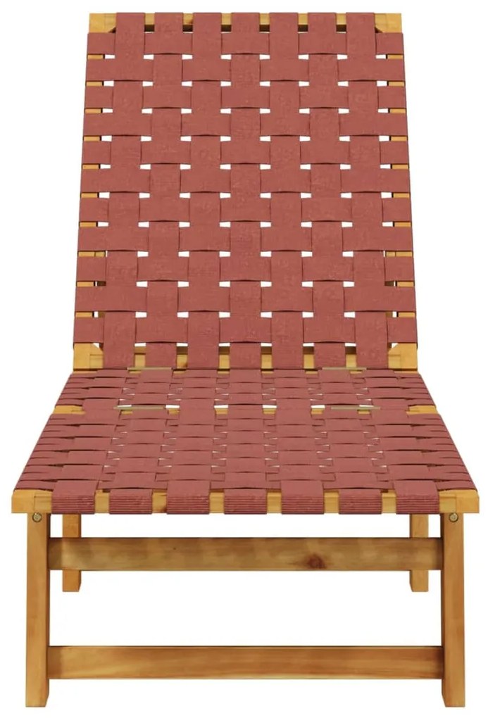 Lettini prendisole 2pz rossi legno massello di acacia e tessuto