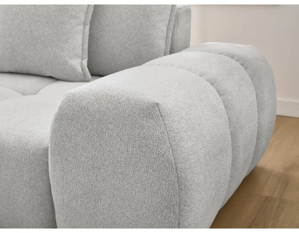 Divano angolare grigio chiaro allungabile e con contenitore (penisola a sinistra/chaise lounge) con rivestimento in ciniglia Everest – Bobochic Paris