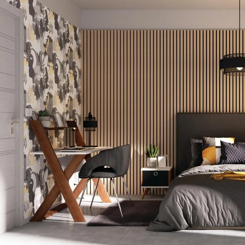 Pannello decorativo fonoassorbente Light FIBROTECH nero e rovere chiaro L 250 x L 60 cm, Sp 9 mm confezione da 5 pezzi