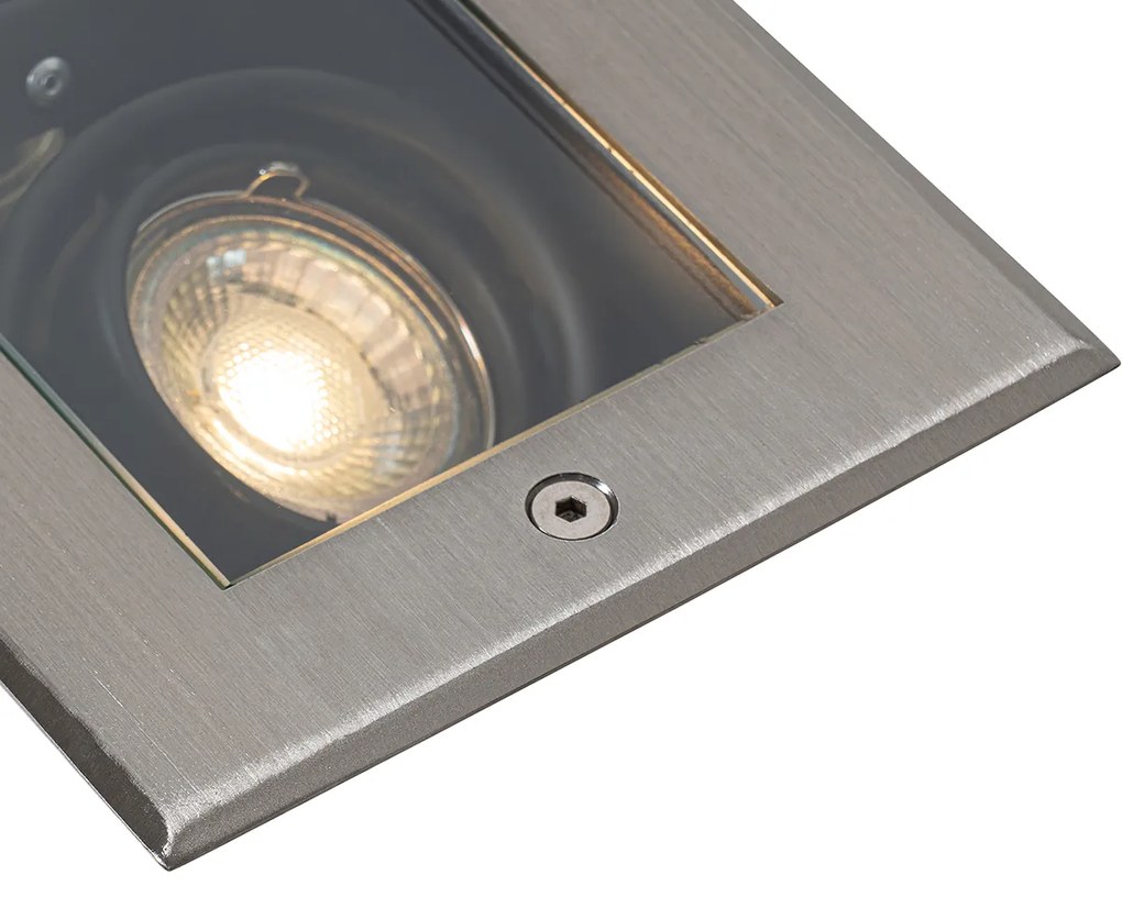 Faretto da terra moderno in acciaio 2 luci orientabile IP65 - Oneon