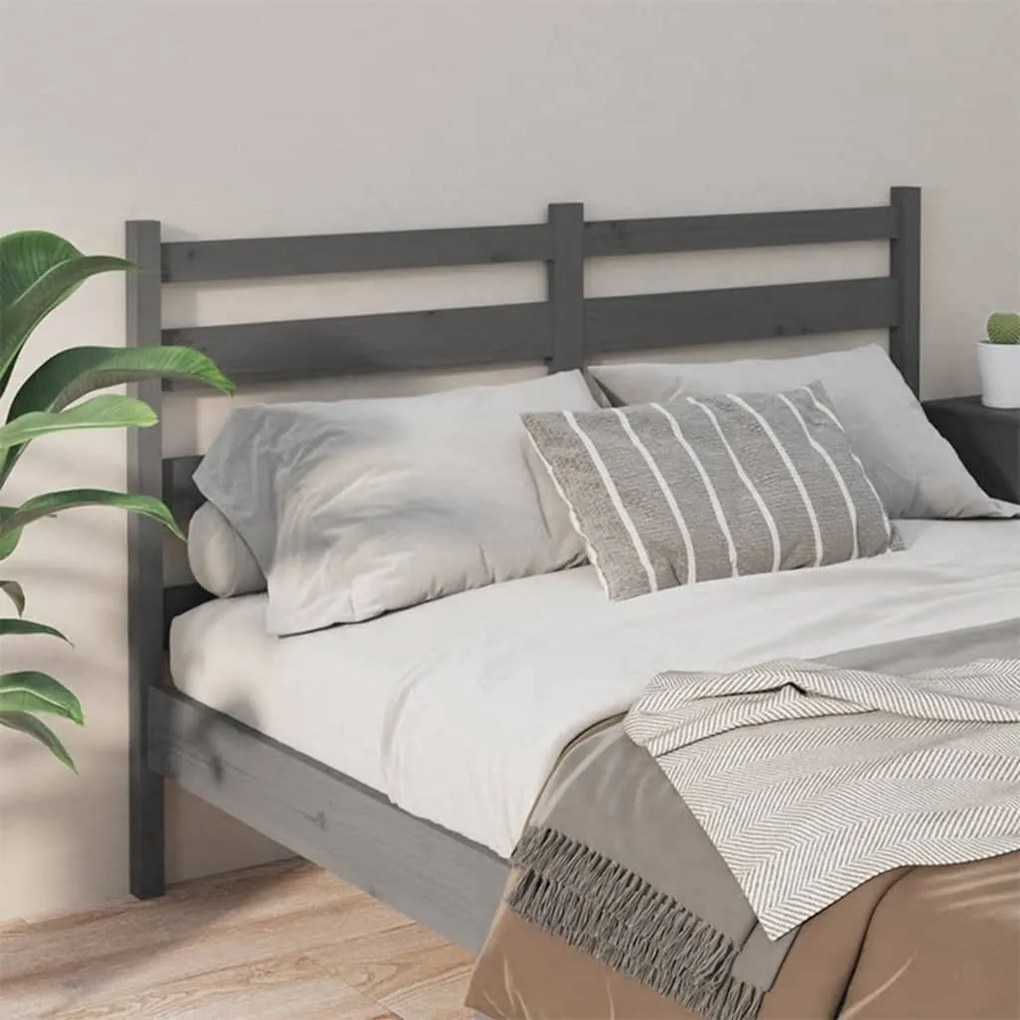 Testiera per letto grigia 156x4x100cm in legno massello di pino