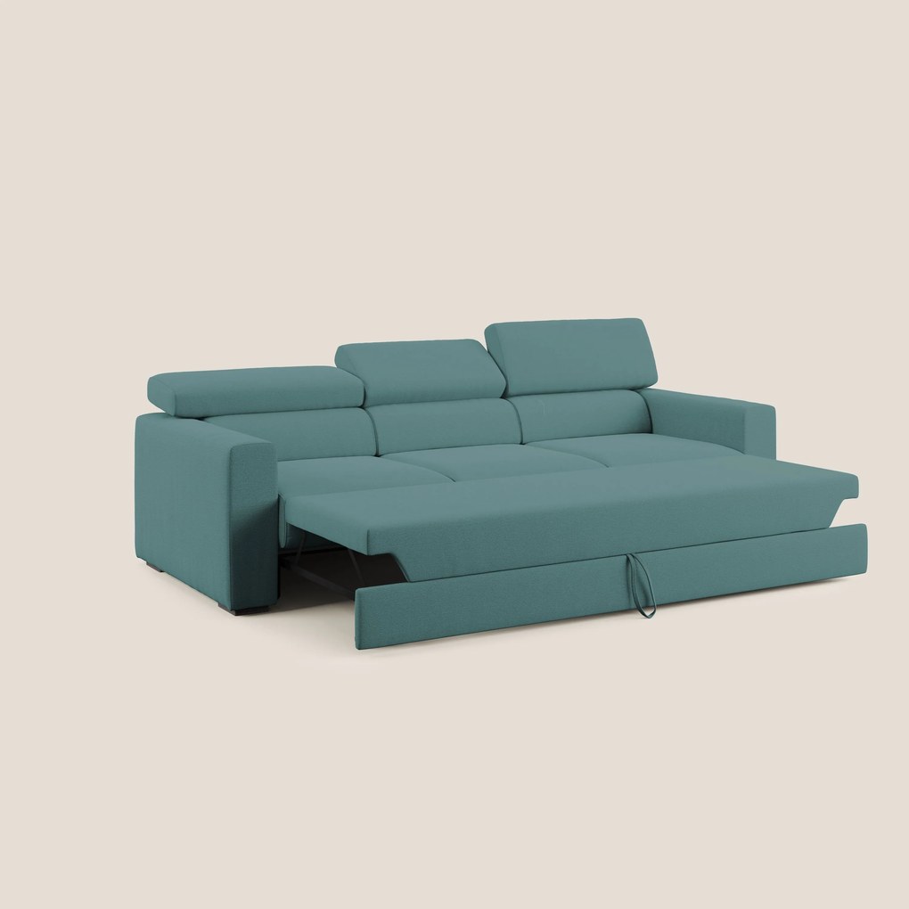 Dylan divano a 3 sedute con pouf estraibile poggiapiedi in tessuto fiammato simil cotone impermeabile T19