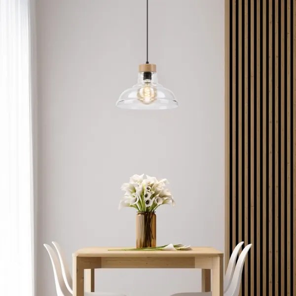 Lampadario a cavo SINGLE 1xE27/60W/230V Ø 28 cm rovere