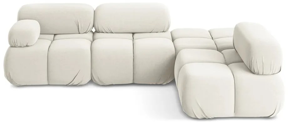 Divano angolare componibile bianco (con penisola a destra) con rivestimento in velluto Lokua – Makamii