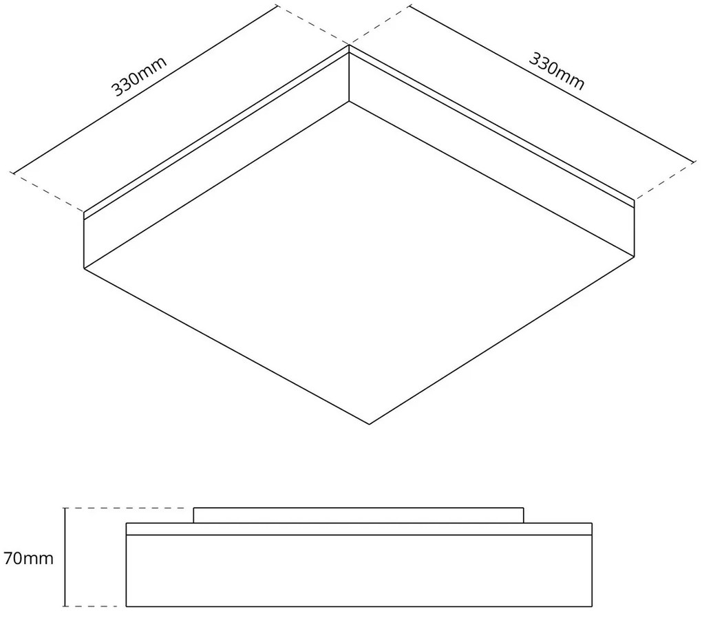 Plafoniera LED Regolabile 18W 24W 30W Quadrata CCT IP54 33x33 cm