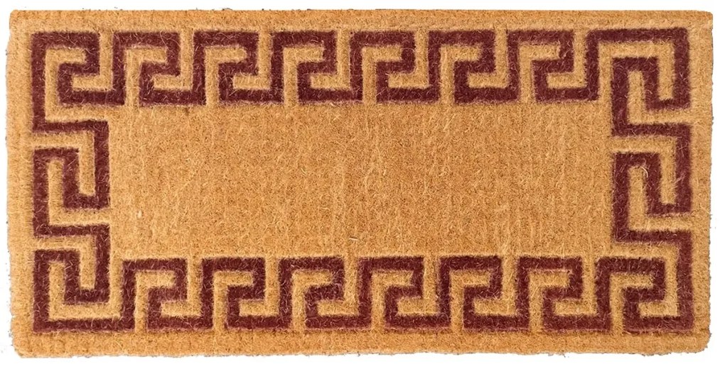 Zerbino Imperiale in Cocco Naturale con Cornice Grecata Marrone 45x90 cm – Made in India