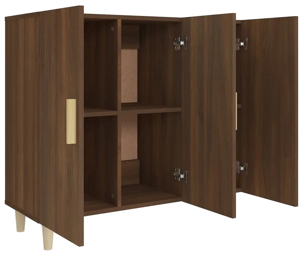 Credenza rovere marrone 90x34x80 cm in legno multistrato