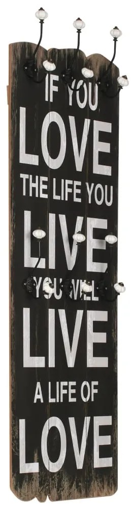 Appendiabiti Da Parete Con 6 Ganci Love Lıve 120x40 Cm /