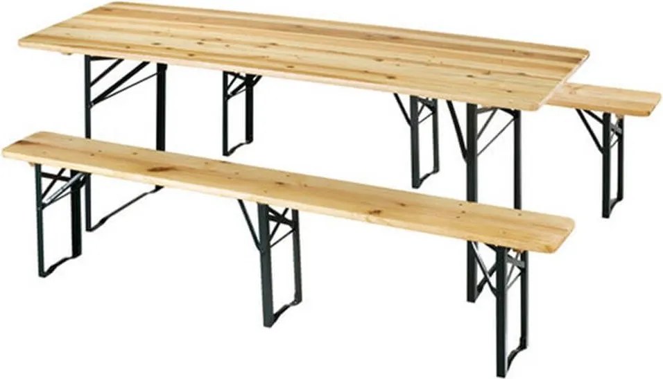 Set birreria con tavolo e due panche a tre gambe