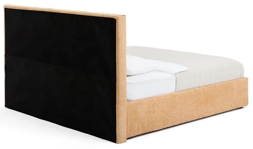 Letto matrimoniale imbottito color senape con contenitore con rete inclusa 160x200 cm Thessa Bold Line – Bonami Selection