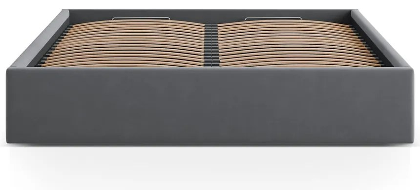 Letto matrimoniale imbottito grigio con contenitore/senza testiera con rete inclusa 160x200 cm Susan – Micadoni