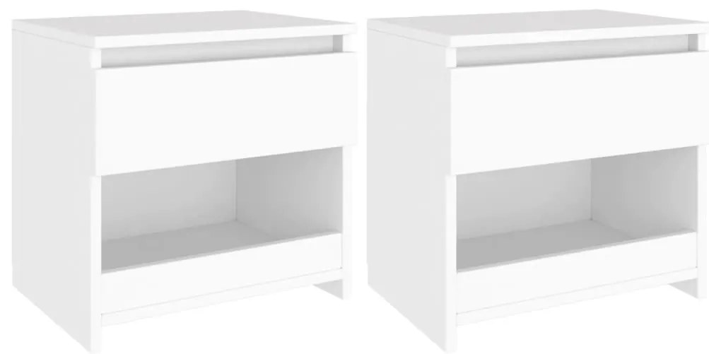 Comodini 2 Pz Bianco 40x30x39 Cm İn Legno Ingegnerizzato /