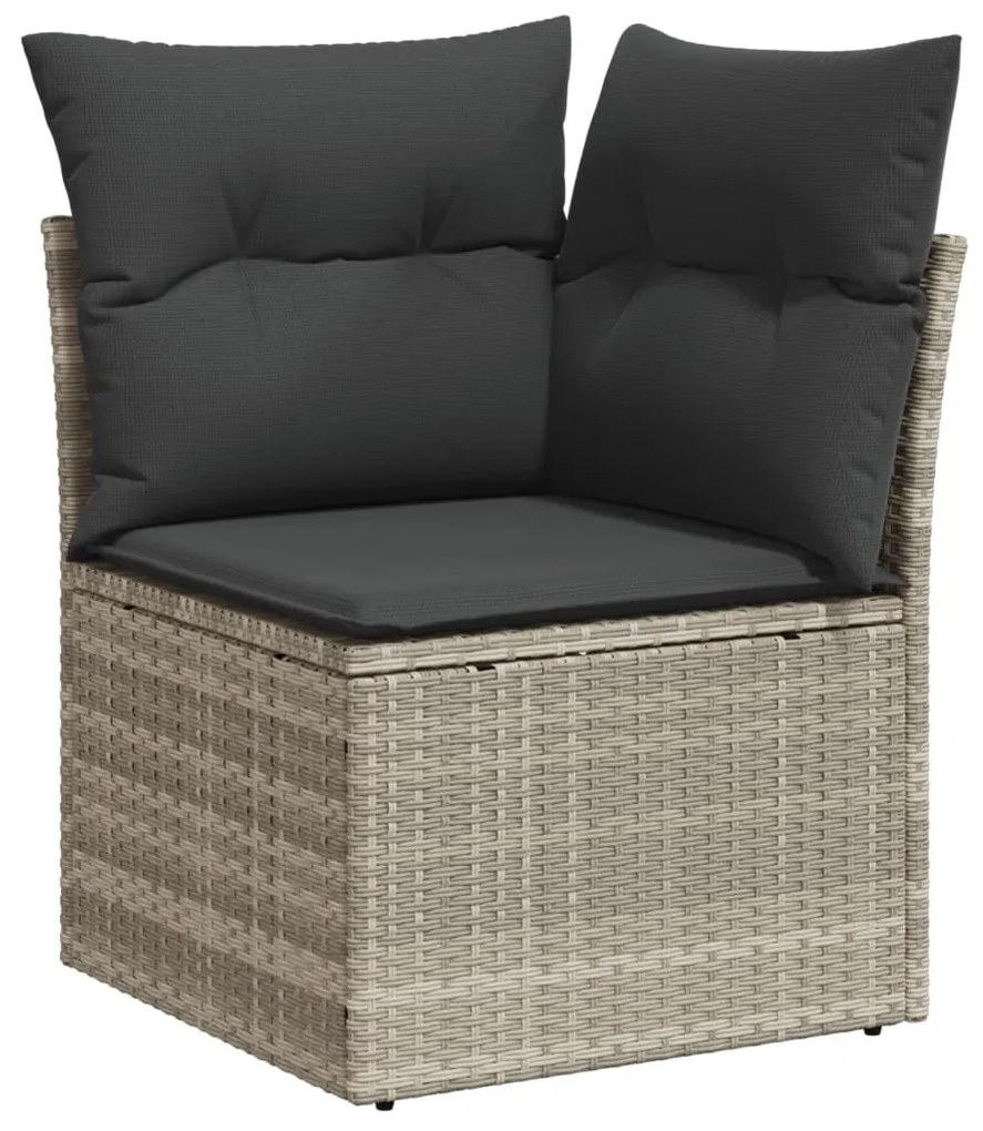 Set divani giardino 13 pz con cuscini grigio chiaro polyrattan