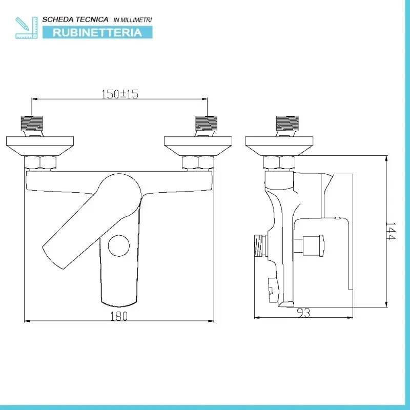 Set miscelatori lavabo bidet e vasca con kit doccia serie Juliette