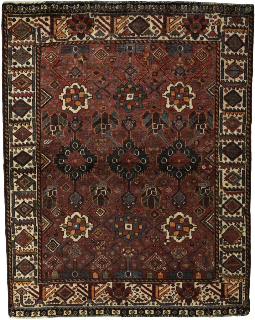 Shiraz Tappeto persiano 120x150 Rosso (Iran) Annodato A Mano