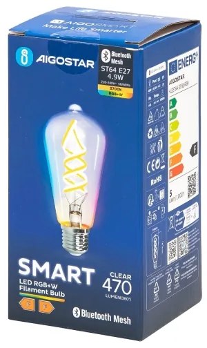 LED RGBW Lampadina FILAMENT ST64 E27/4,9W/230V 2700K - Aigostar