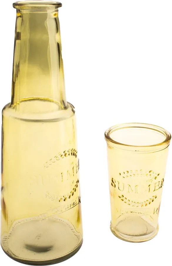 Caraffa in vetro giallo con bicchiere, 800 ml - Dakls