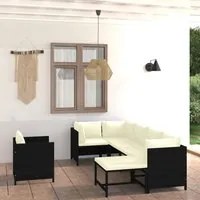 Set Divani da Giardino 7 pz con Cuscini in Polyrattan Nero cod mxl 36214